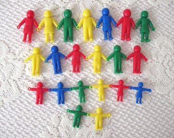 21 Mini Hard Plastic Stand Up People with Interlocking Hands, Miniature Stand Up Plastic People for Dollhouses and Crafts, Free Shipping