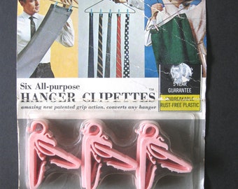 Paquete vintage de seis (6) clipettes de percha multiusos en embalaje original, clipettes de percha rosa multiuso, hechos en EE. UU., envío gratuito