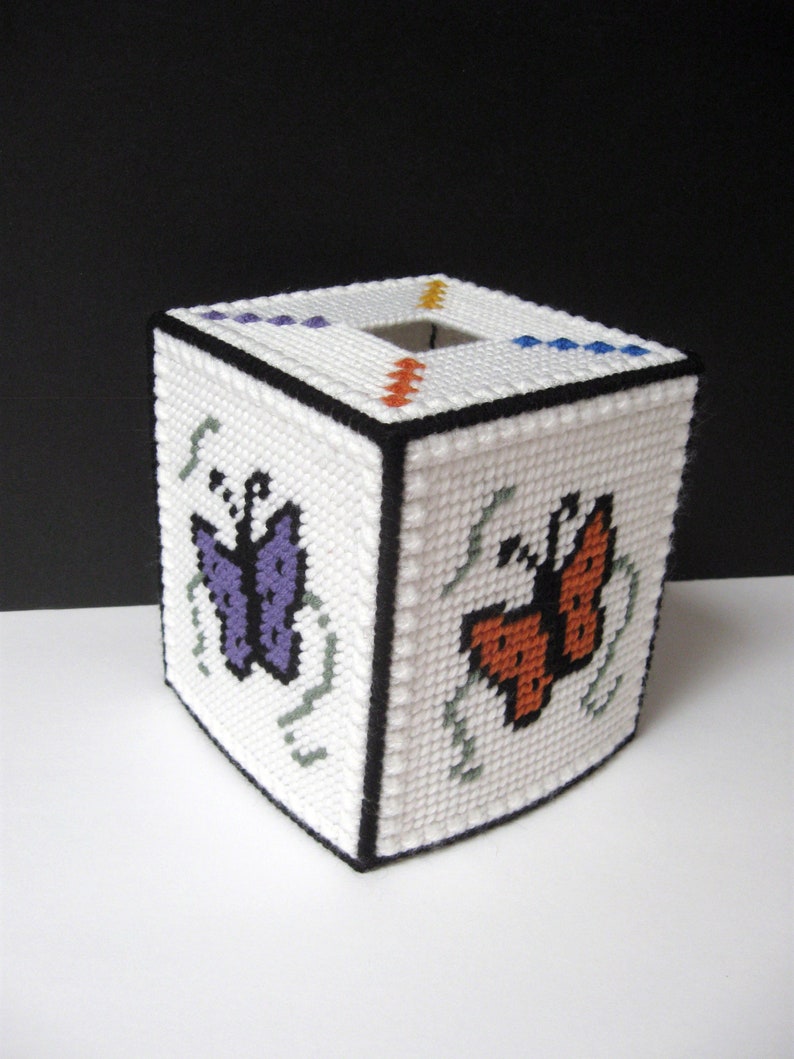 Butterflies Plastic Canvas Needlepoint Boutique Tissue Box Etsy