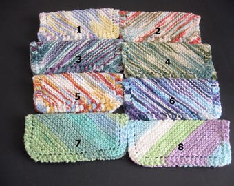 Hand Knitted 100% Cotton Dishcloths - Cotton Face Cloths - Nursery Washcloths - Kitchen and Home Essentials - Spa Gifts - Hostess Gifts