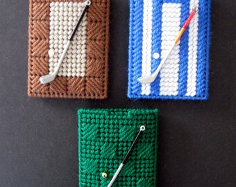 Plastic Canvas Golfers Gift Card Holder, Needlepoint Golf Club Gift Card Holder, Handcrafted Golf Club Gift Card Holder, Free Shipping