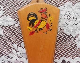 Vintage Nevco Practical Wood Knife Holder, Wall Mounted Wood Knife Holder, Rooster Design Wood Knife Holder, Country Kitchen Accessory