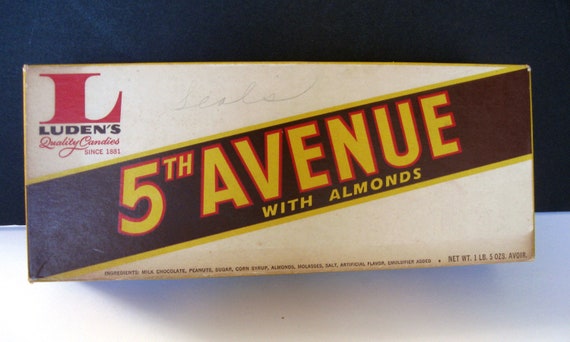 Vintage Luden S Cardboard Candy Bar Box 5th Avenue With Etsy