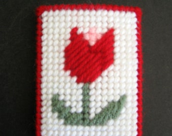 Plastic Canvas Red Tulip Gift Card Holder, Needlepoint Red Tulip Money Holder, Red Tulip Gift Card Holder, Free Shipping