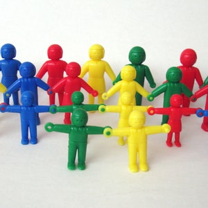 21 Mini Hard Plastic Stand Up People with Interlocking Hands, Miniature Stand Up Plastic People for Dollhouses and Crafts, Free Shipping image 6