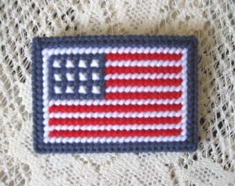 Titular de la tarjeta de regalo de la bandera americana de la lona plástica, titular del dinero de la bandera americana patriótica del punto de aguja, titular de la tarjeta de regalo patriótica, envío gratuito