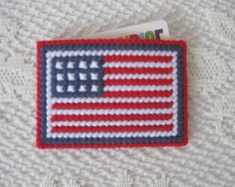 Plastic Canvas American Flag Gift Card Holder, Needlepoint Patriotic American Flag Money Holder, Patriotic Gift Card Holder, Free Shipping