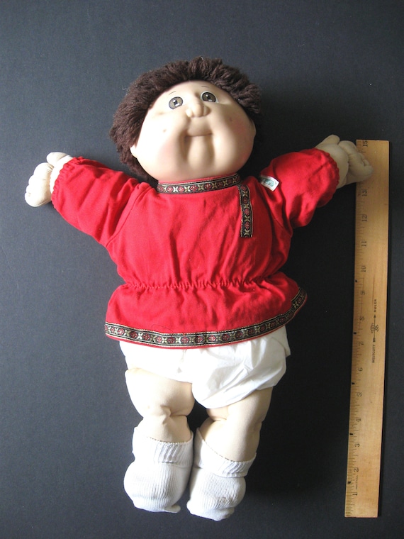 Vintage Cabbage Patch Kid With Brown Hair and Brown Eyes Cabbage Patch Kid With Red Shirt and White Socks and Diaper Cabbage Patch Doll Etsy Canada