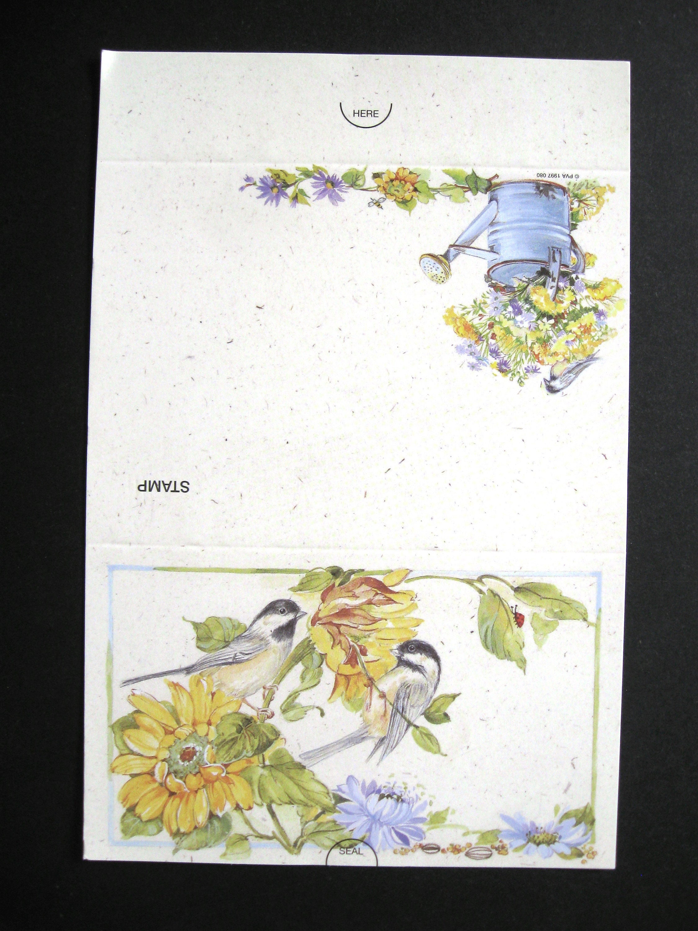 Set of Four Foldnseal Note Cards With Birds and Gold Seals Etsy