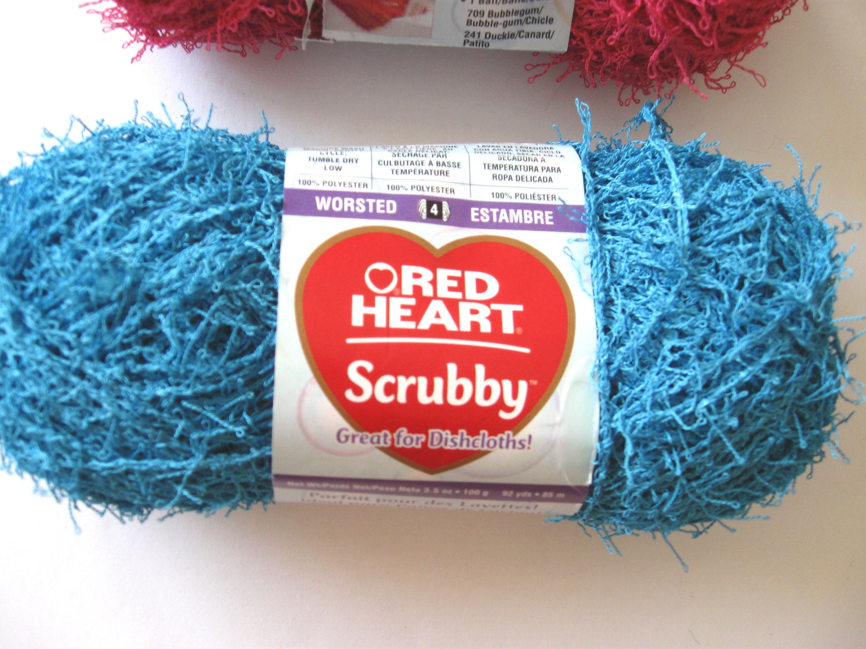 Red Heart Scrubby Yarn for Dishcloths, Destash Polyester Worsted