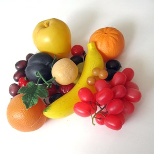 Assortment of Vintage Artificial Fruit - Faux Fruit Assortment - Faux Fruit Centerpiece - Assorted Fake Fruit Table Decor - Free Shipping