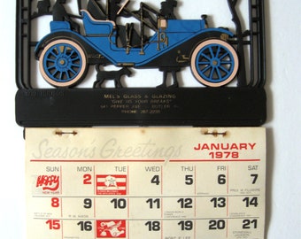 1978 Advertising Calendar, 1910 Hudson Antique Car Calendar, Mel's Glass and Glazing Butler Pennsylvania, Collector Calendar, Free Shipping