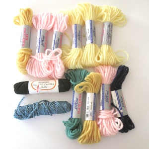 Lot of Twelve (12) Skeins of Plastic Canvas Yarn - J&P Coats Plastic Canvas Acrylic Yarn - Wonder Plastic Canvas Olefin Yarn - Free Shipping