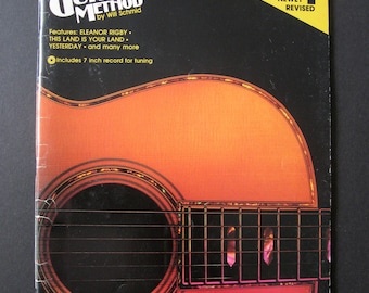 1986 Hal Leonard Guitar Method by Will Schmid Book 1 Newly Revised, 1986 Guitar Method How-to Book with Tuning Record, Free Shipping