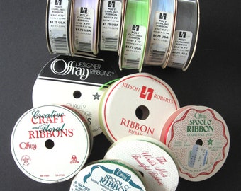 Assorted Lot of Fabric Ribbons, 12 Rolls of Offray Jillson & Roberts Fabric Ribbons, Made in the USA Fabric Ribbons, Free Shipping
