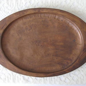 Vintage Hammered Knob-Footed Oval Copper Tray