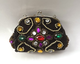 90er Jahre Vintage Deadstock New Old Stock Abendtasche Handtasche Schlichte Jeweled Abendtasche