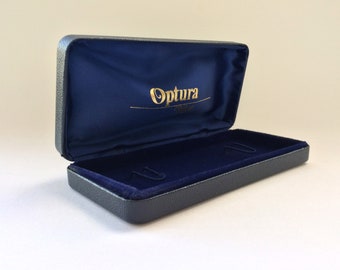 80er Vintage Blau Optura Bijou Brillen Box Brillenbehälter Retro Sonnenbrille Hard Case