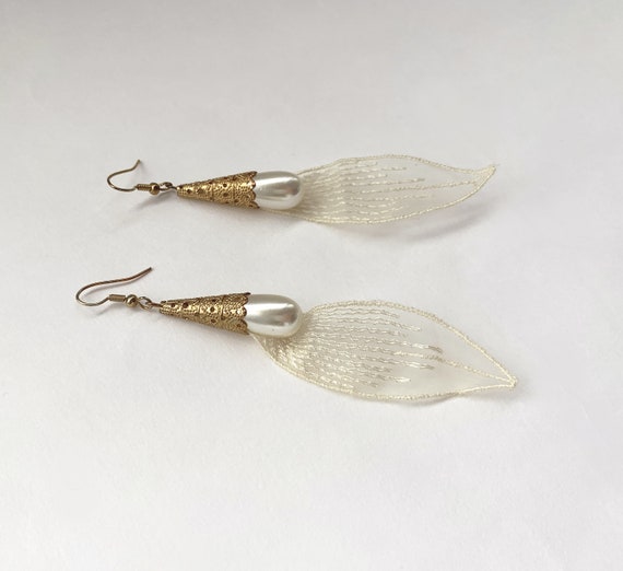 Vintage Filigree Pearl Drop Earrings Lace Pearl E… - image 4