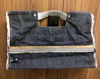 Vintage Japanese AIP Retro Blue Jean Tote Bag Causal Daily Bag