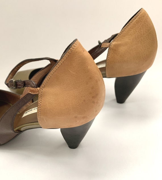 Vintage Japanese Made Womens Peep Toe Shoes Olive… - image 8