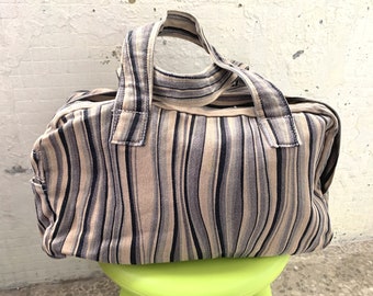 Vintage Japanese AIP Retro Stripe Tote Bag Causal Daily Bag