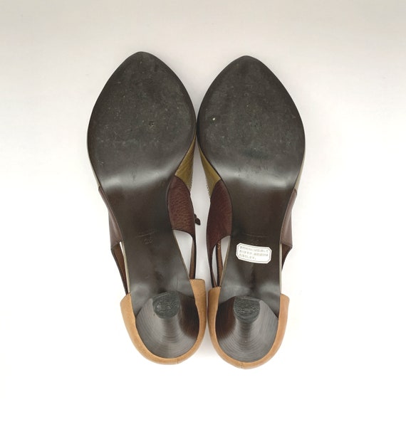 Vintage Japanese Made Womens Peep Toe Shoes Olive… - image 9