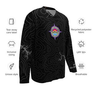 Mapa topográfico de la Oficina de aventuras de Deep Creek de DCAB Camiseta de hockey reciclada