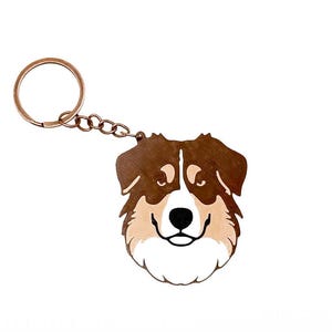 Australian Shepherd Keychain with/without Pom Pom | Red Tri Aussie Mom Gift | Dog Lover Bag Charm