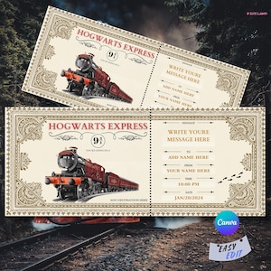 Hogwarts Zugreise Überraschungsgeschenk Ticket, Reisegeschenk, personalisierte Zugreise Überraschungskarte, Vintage Zugreise Geschenkkarte, Zugticket