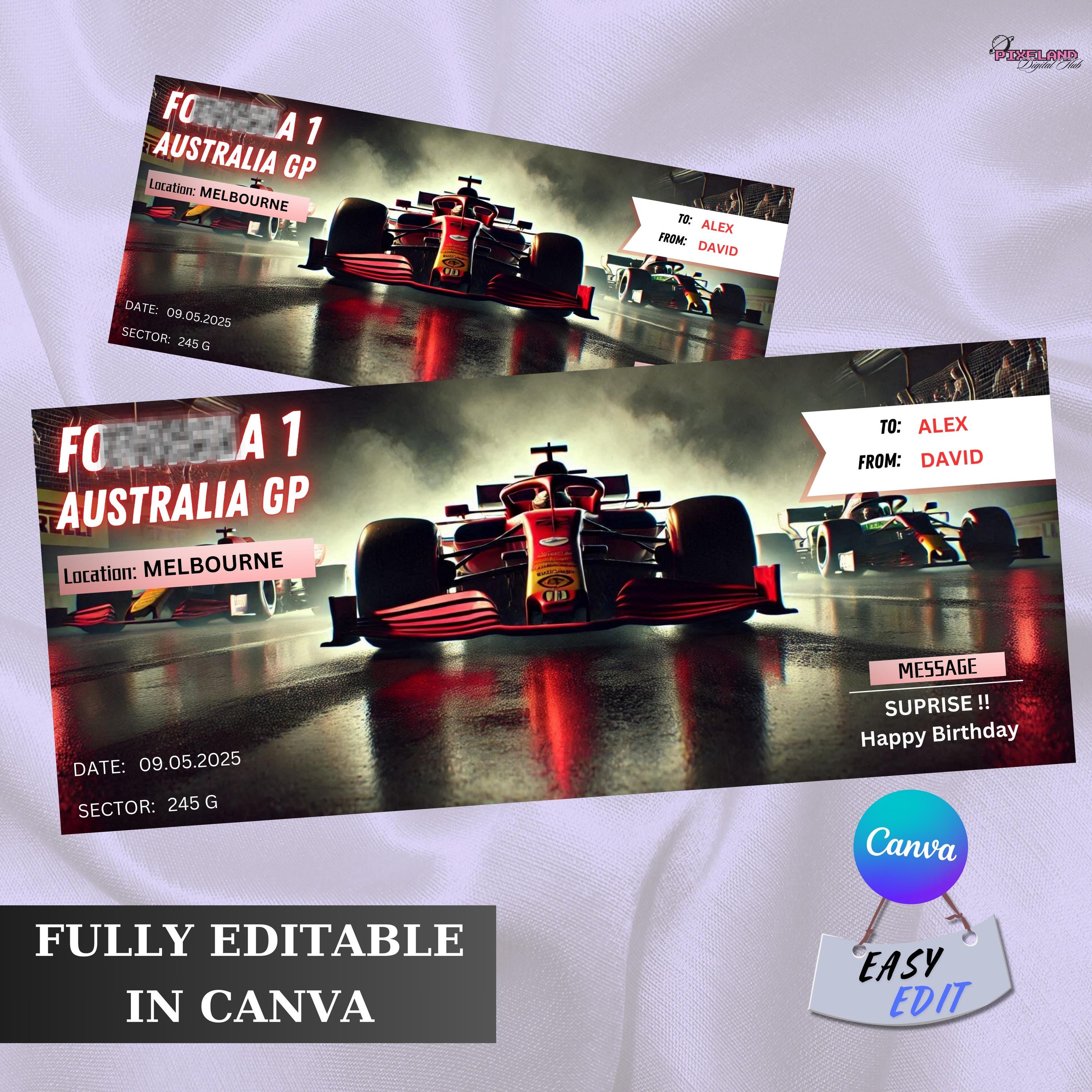 Editable Formula Race Car Ticket Template (digital Download) - Etsy