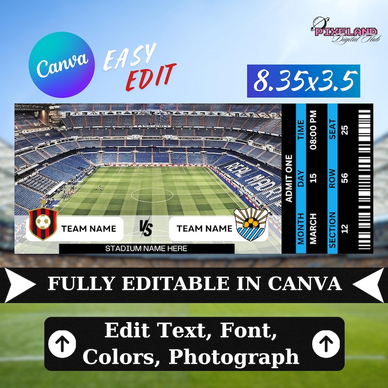 Editable Football Game Ticket Template (digital Download) Etsy