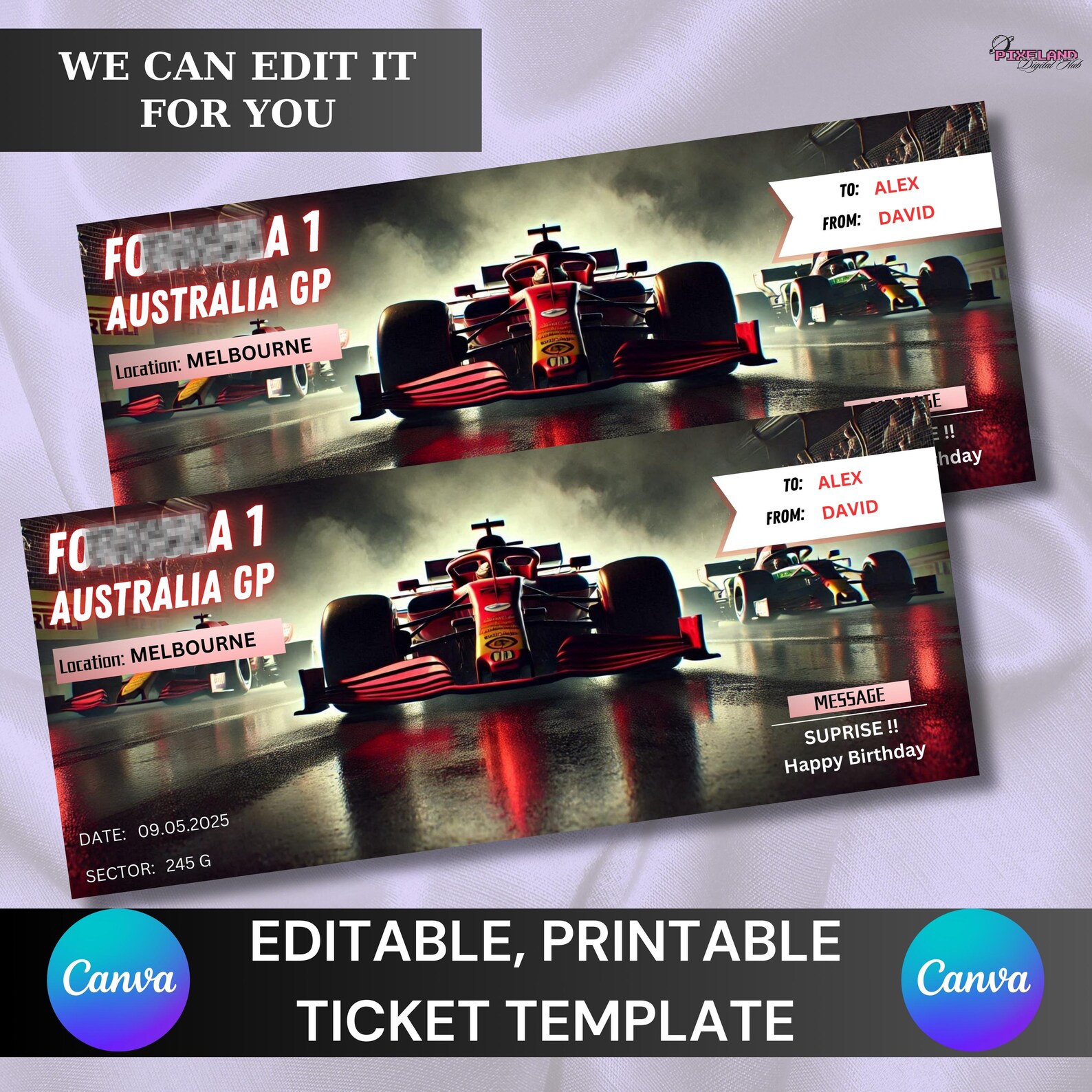 Editable Formula Race Car Ticket Template (digital Download) - Etsy Canada