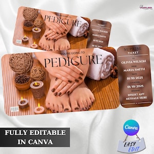 Pedicure Coupon Template, Custom Pedi Ticket Gift Certificate,Surprise Nail Salon Printable Voucher,Pedicure Ticket,Spa Day Gift Certificate