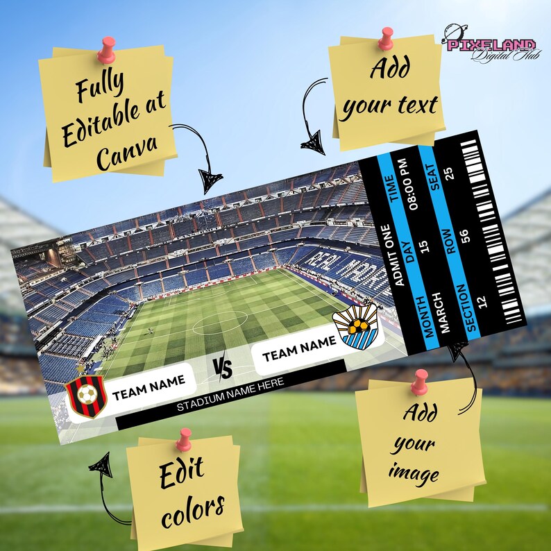 Editable Football Game Ticket Template (digital Download) Etsy