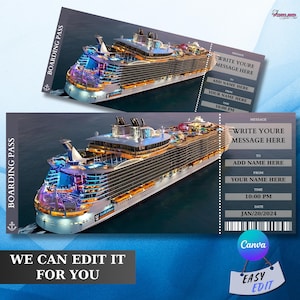 Modèle modifiable de billet surprise pour une croisière (téléchargement numérique)