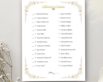 Gioco di abbinamento per coppie di Jane Austen: Regency Bridal Shower (gioco scaricabile in PDF)