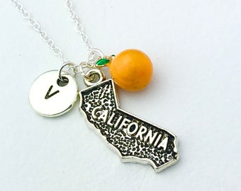 California State Necklace - California State Pendant- California Orange Necklace -Personalized California Necklace-