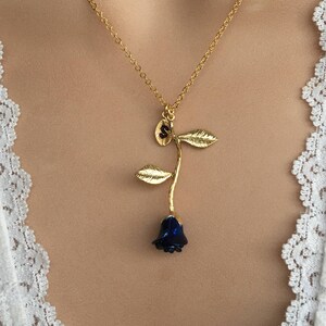 Sapphire Blue Rose, Sapphire Rose Necklace, September Birthday, September Birthstone image 3