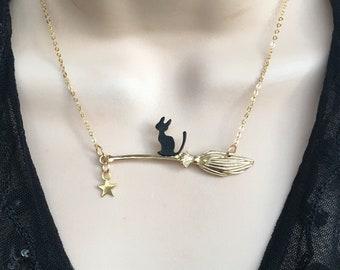 Black Cat Necklace - Black Cat Pendant- Cat Lovers Necklace -Halloween Necklace - Cat Jewelry