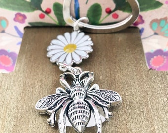 Honey Bee Keychain, Honey Bee Key Ring, Honey Bee Nature Gift, Gardener keychain