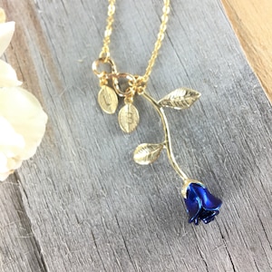 Sapphire Blue Rose, Sapphire Rose Necklace September Birthday September Birthstone best selling item