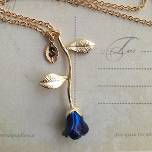 Sapphire Blue Rose, Sapphire Rose Necklace, September Birthday, September Birthstone image 1