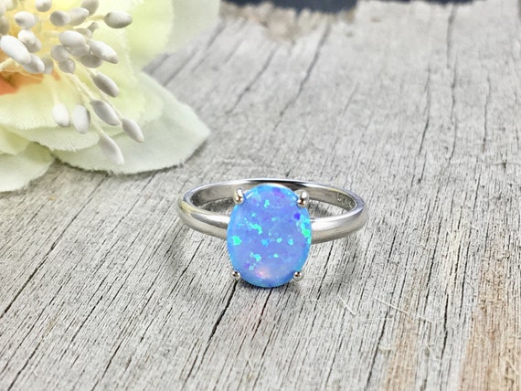Opal Ring Blue Opal Ring Sterling Silver Opal Ring Silver | Etsy