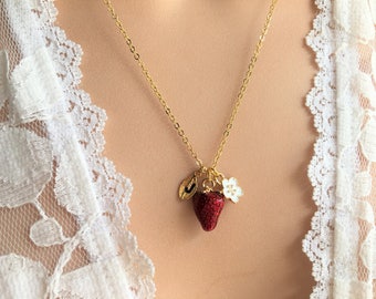 Strawberry Necklace - Etsy