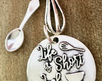 Life is Short, Lick The Bowl Keychain, Cute Baker Keychain, Baker BFF Birthday Gift, hostess gift