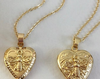 Honey Bee Locket Necklace, Honey Bee Jewelry, Honey Bee  Necklace nature jewelry, garden necklace