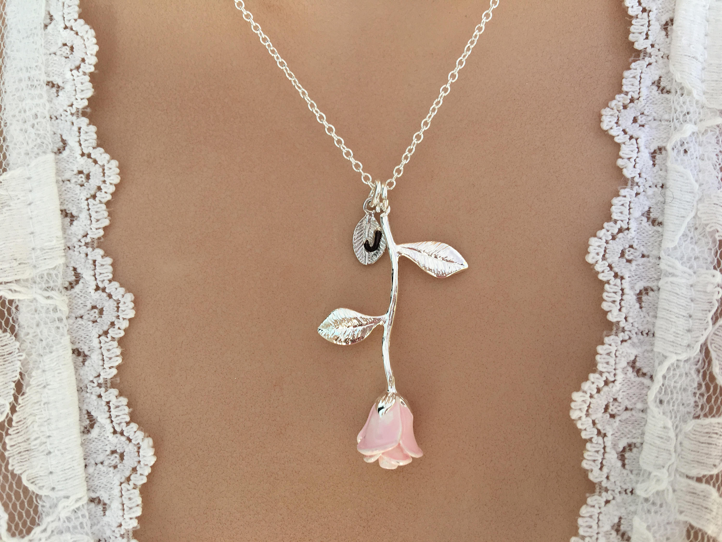 バラのペンダント ネックレス ピンク RainbowGirl ネックレス レディース さくら 桜 花びら ピンクダイヤ