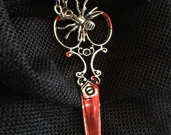 Halloween Bloody Scissors Necklace - Bloody Scissors Charm - Halloween Bloody Necklace - Bloody Halloween lovers gift. Halloween Jewelry