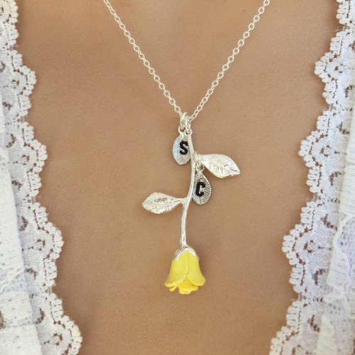 Original Yellow Rose Necklace Yellow Rose Pendant Etsy